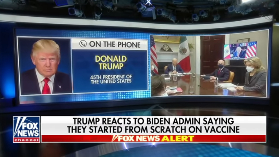 President Trump by phone on Fox News, March 16 2021